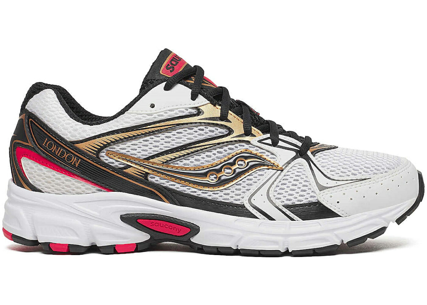 サッカニー シティ 白色 ホワイト 黒色 ブラック ゴールド ピンク スニーカー メンズ SAUCONY RIDE MILLENNIUM CITY PACK LONDON / WHITE BLACK GOLD PINK