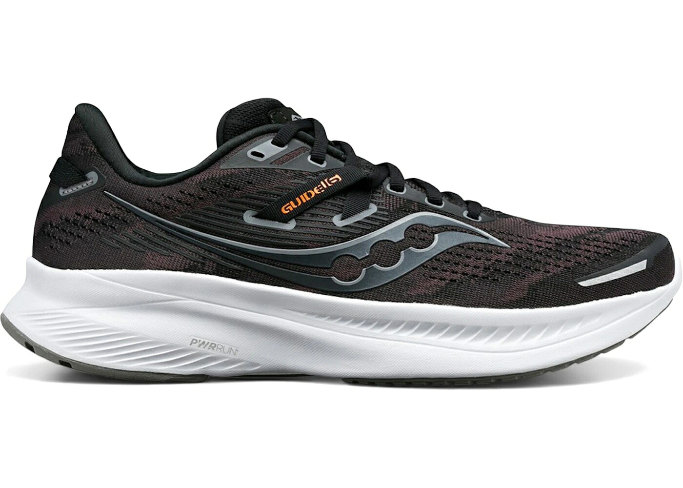 サッカニー 黒色 ブラック 橙 オレンジ 白色 ホワイト WOMEN'S スニーカー レディース SAUCONY GUIDE 16 BLACK ORANGE WHITE (WOMEN'S) / BLACK WHITE