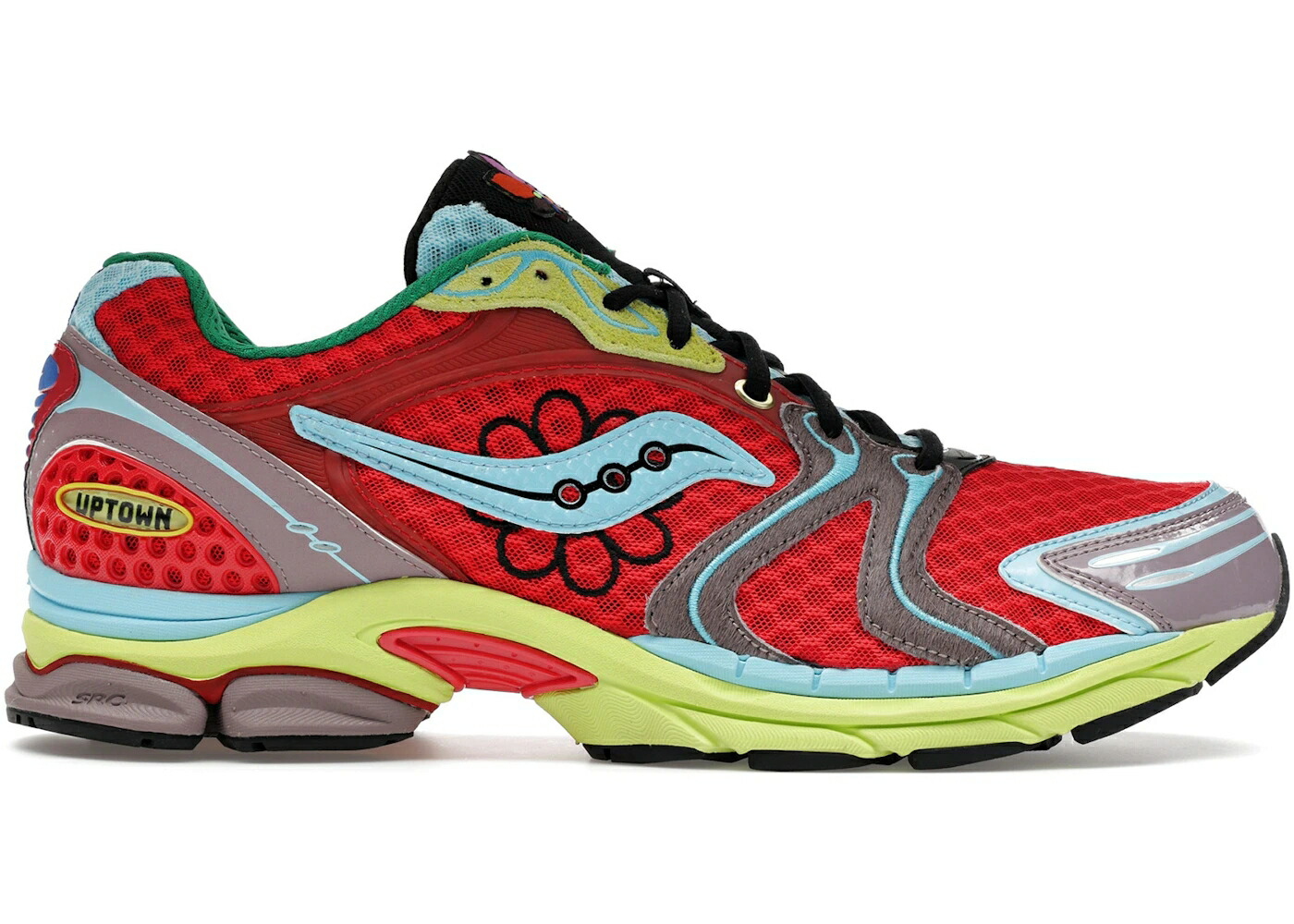 サッカニー 赤 レッド 黄色 イエロー スニーカー メンズ SAUCONY PROGRID TRIUMPH 4 JAE TIPS FLOWERS GROW UPTOWN POISON IVY / RED YELLOW MULTI COLOR