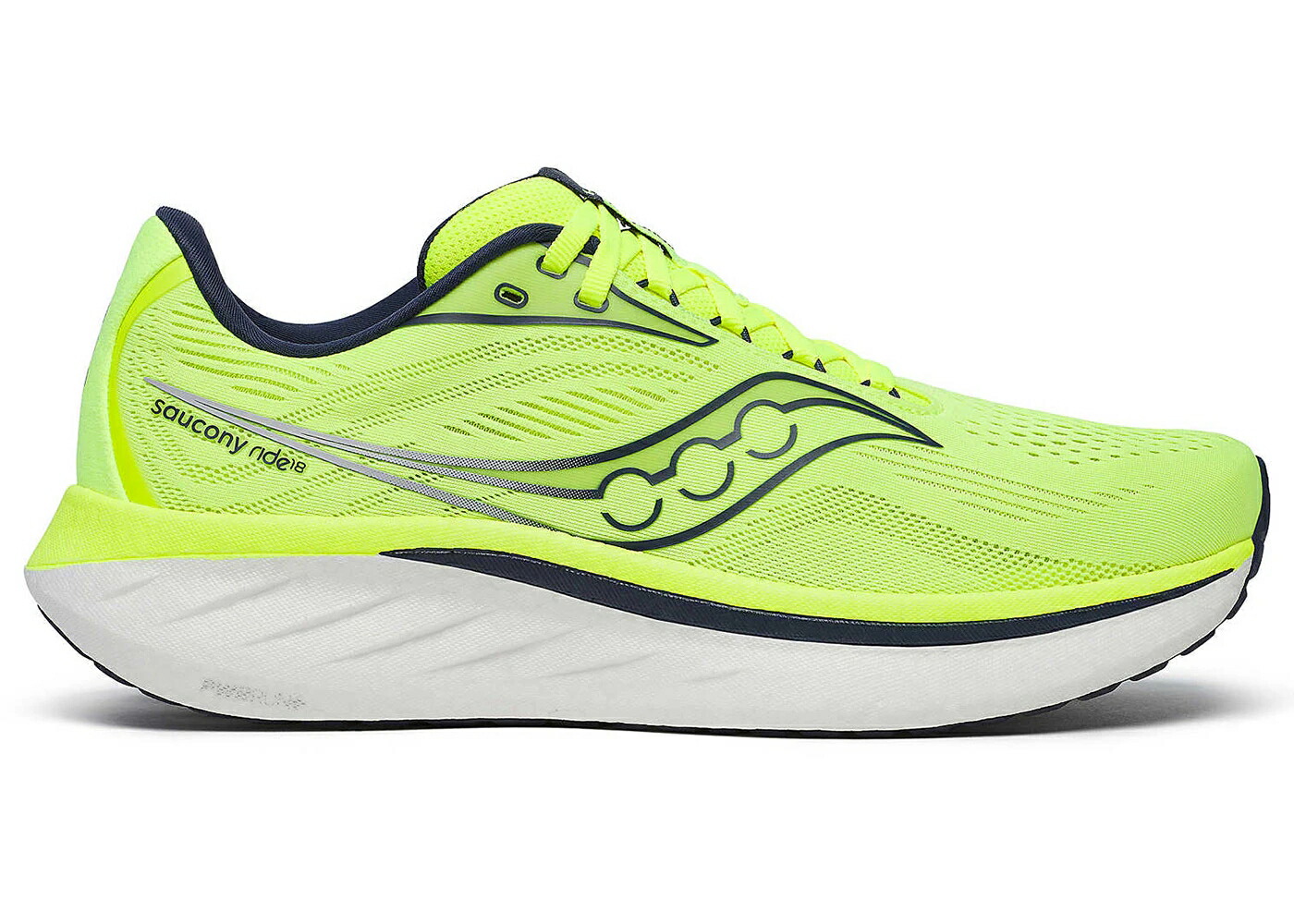 サッカニー 紺色 ネイビー スニーカー メンズ SAUCONY RIDE 18 CITRON NAVY / CITRON NAVY