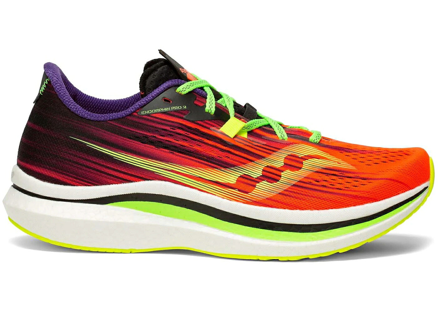 サッカニー プロ 赤 レッド 黒色 ブラック 紫 パープル スニーカー メンズ SAUCONY ENDORPHIN PRO 2 VIZIPRO / RED VOLT BLACK PURPLE