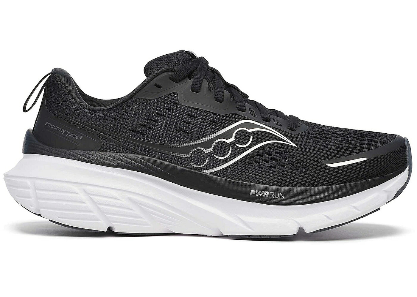 サッカニー 黒色 ブラック 白色 ホワイト WOMEN'S スニーカー レディース SAUCONY GUIDE 18 BLACK WHITE (WOMEN'S) / BLACK WHITE|スニケス