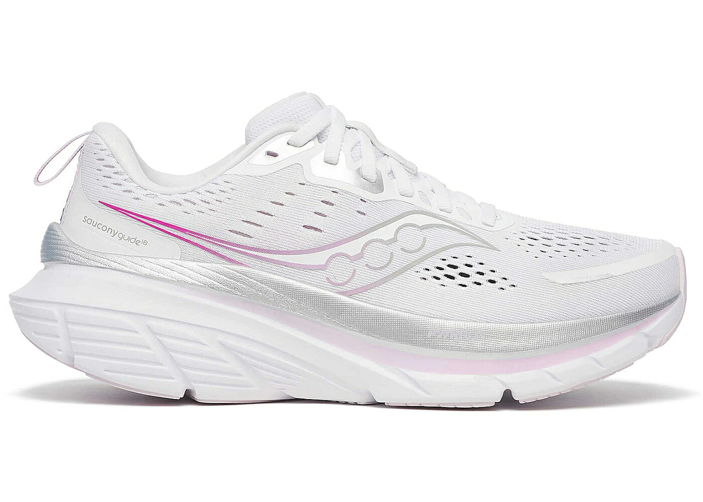サッカニー 白色 ホワイト WOMEN'S スニーカー レディース SAUCONY GUIDE 18 WHITE FUCHSIA (WOMEN'S) / WHITE FUCHSIA｜スニケス