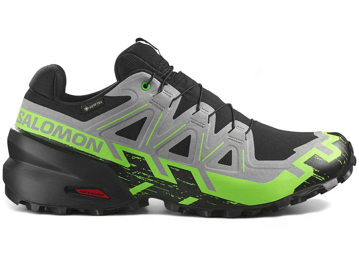 サロモン ゴアテックス 黒色 ブラック 緑 グリーン スニーカー メンズ SALOMON SPEEDCROSS 6 GORE-TEX BLACK ALLOY GREEN GECKO / BLACK ALLOY GREEN GECKO