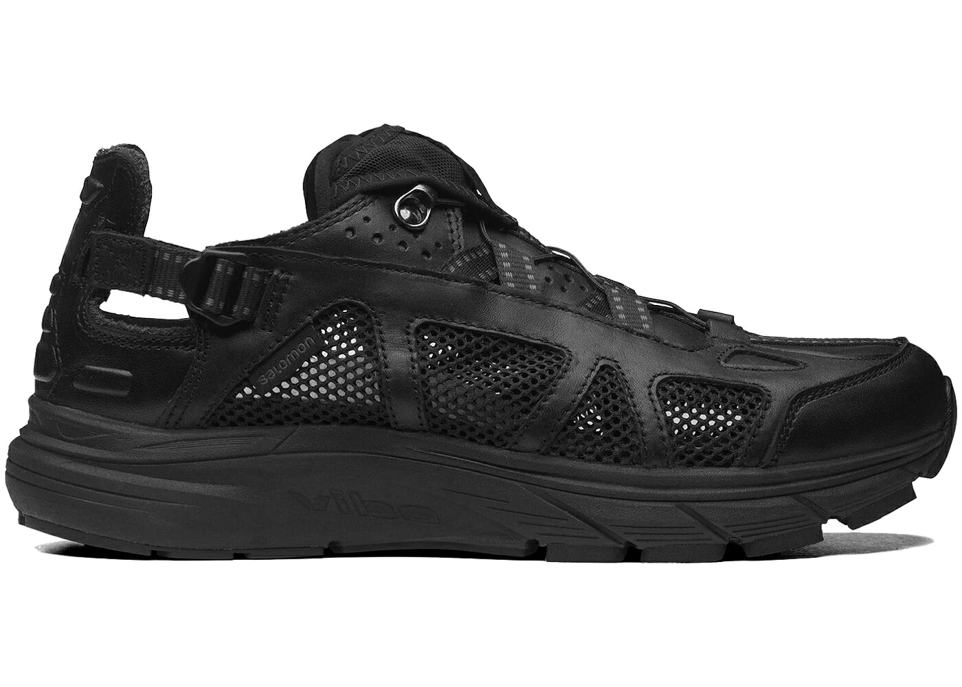 サロモン レザー 黒色 ブラック スニーカー メンズ SALOMON TECHSONIC LEATHER ADVANCED BLACK / BLACK BLACK MAGNET