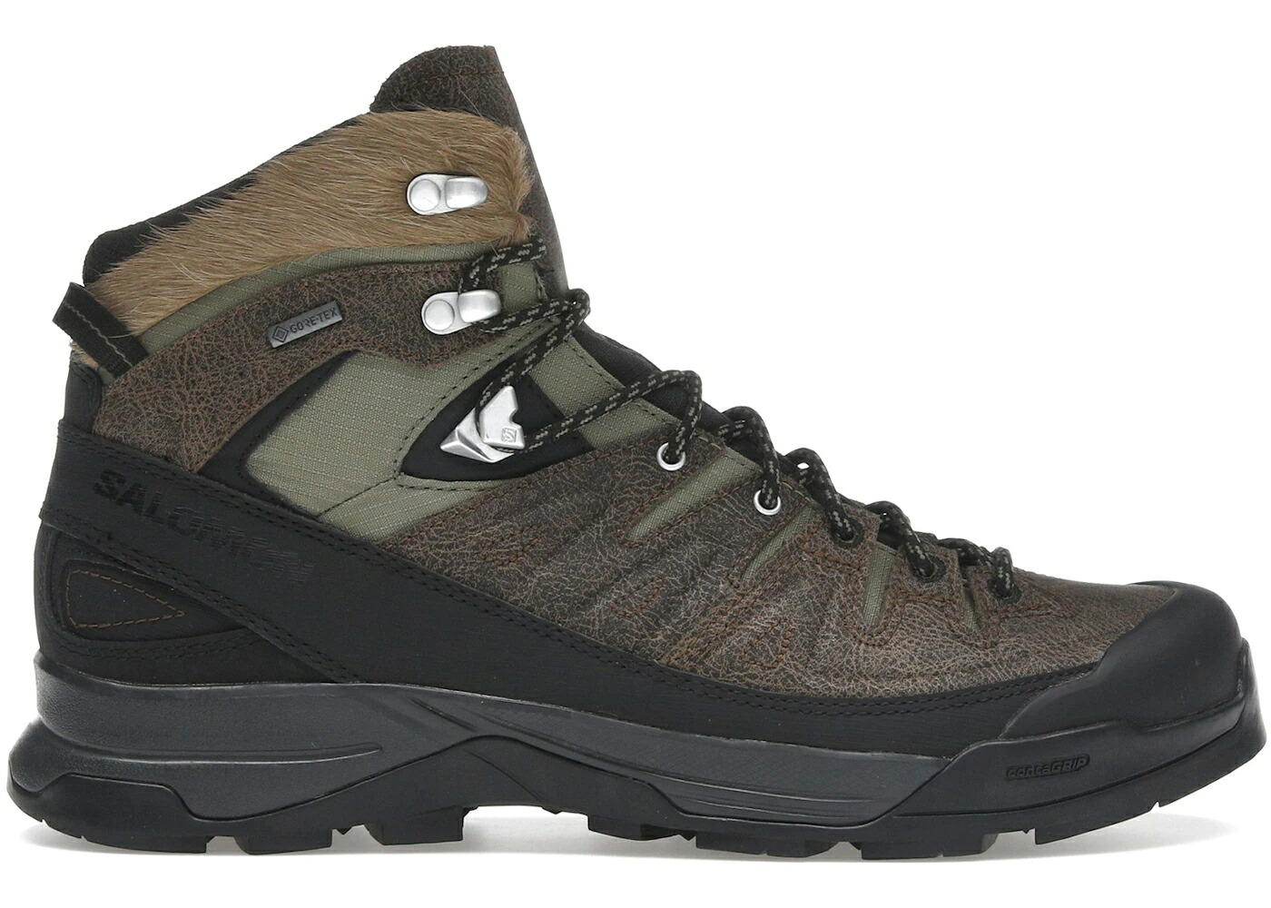 サロモン ミッド なめし革 黒いこと 黒いこと ディープ スニーカー メンズ SALOMON X-ALP MID DISTRESSED LEATHER GTX DARK EARTH BLACK / DARK EARTH BLACK DEEP LICHEN