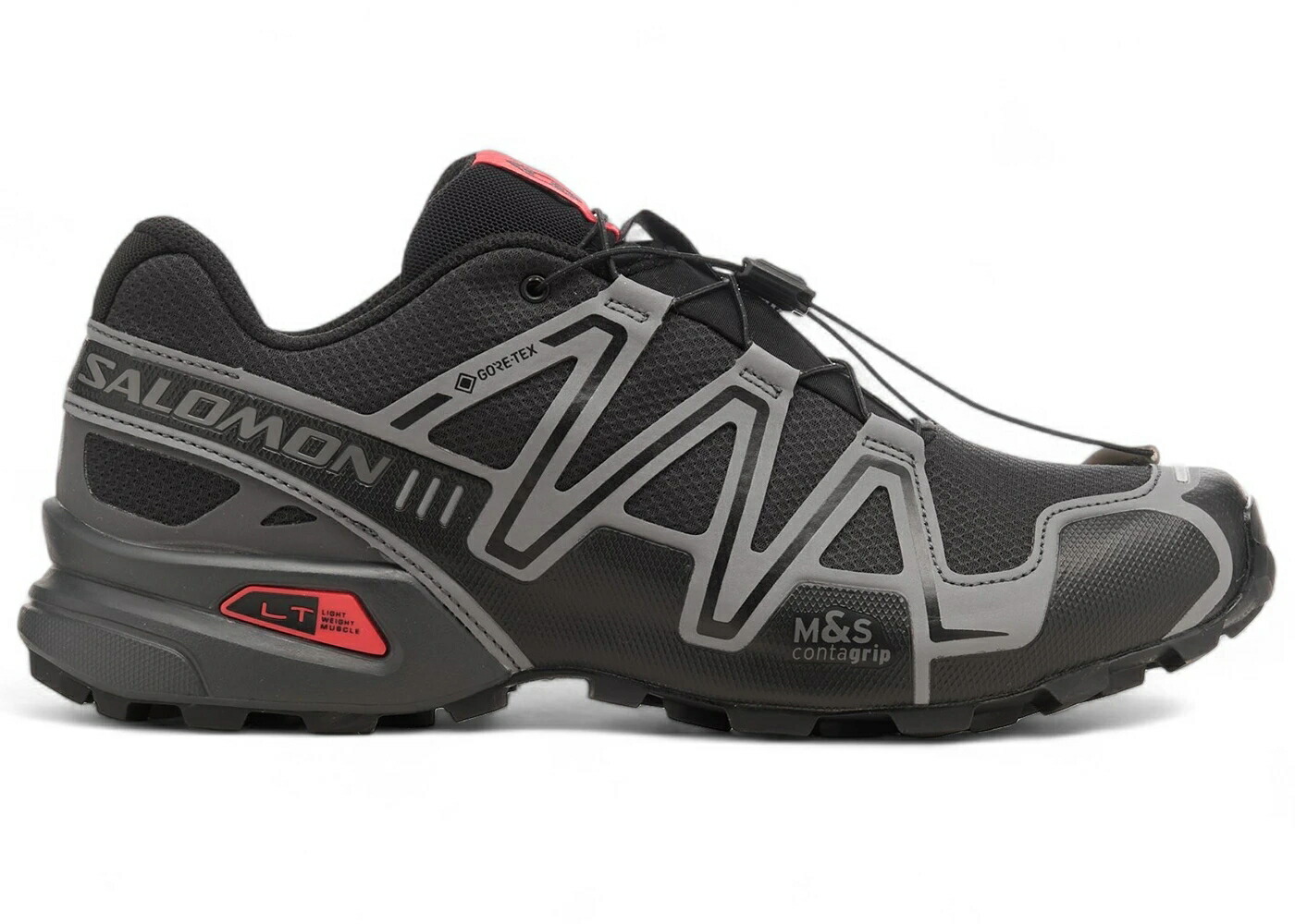 サロモン ゴアテックス 黒色 ブラック スニーカー メンズ SALOMON SPEEDCROSS 3 GORE-TEX BLACK ASPHALT / BLACK ASPHALT FLAME SCARLET
