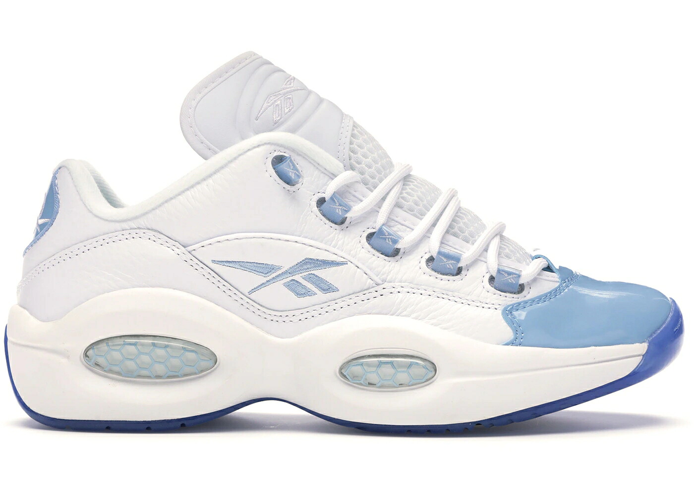 リーボック クエスチョン パテント カロライナ 青色 ブルー 白色 ホワイト スニーカー メンズ REEBOK QUESTION LOW PATENT TOE CAROLINA BLUE / WHITE FLUID BLUE REEBOK ICE