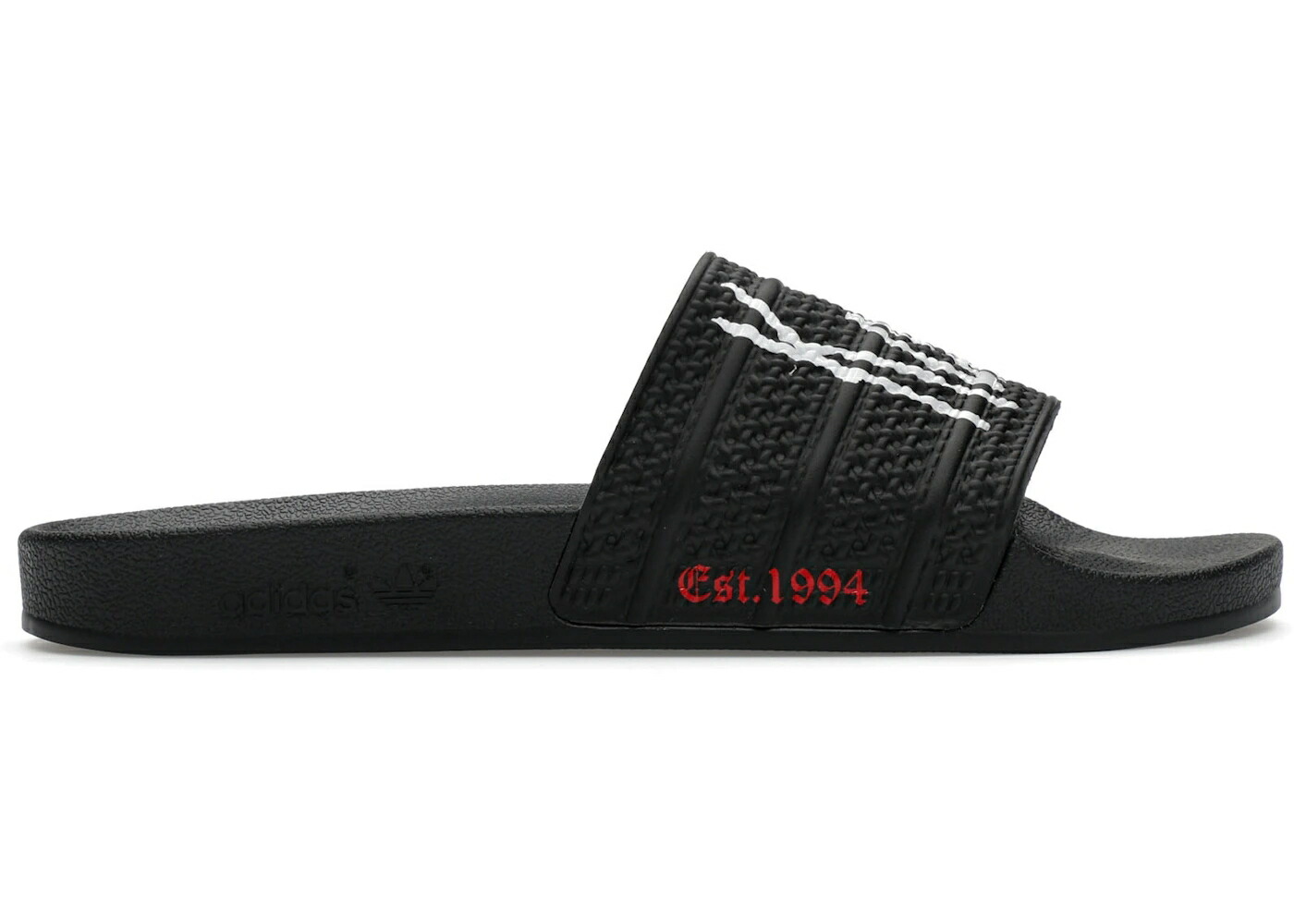 アディダス アディレッタ コア 黒色 ブラック 白色 ホワイト スニーカー メンズ ADIDAS ADILETTE SLIDES KORN 30TH ANNIVERSARY / CORE BLACK CLOUD WHITE BETTER