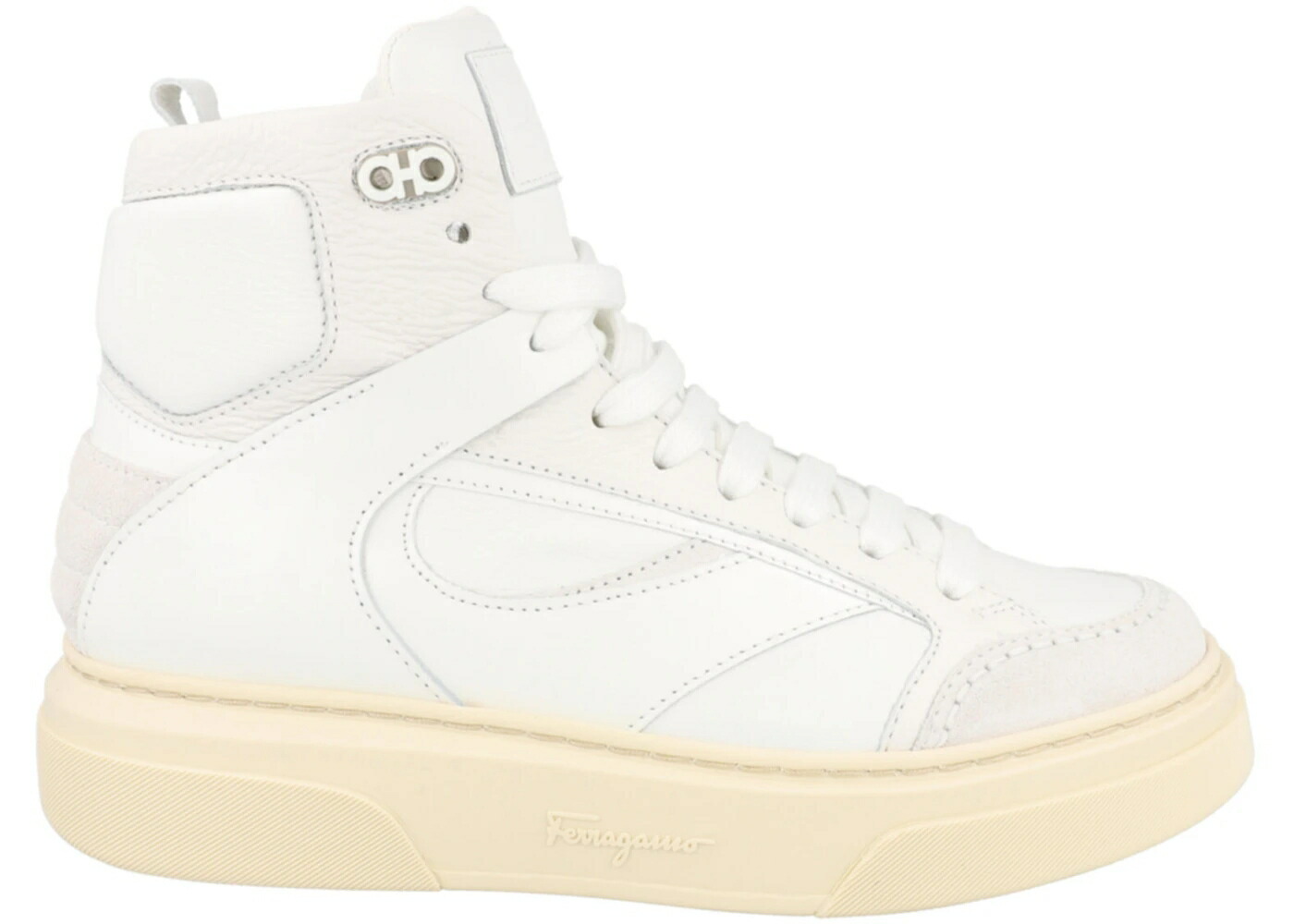 レザー ハイ 白色 ホワイト スニーカー メンズ FERRAGAMO CASSIO LEATHER HIGH TOP WHITE /