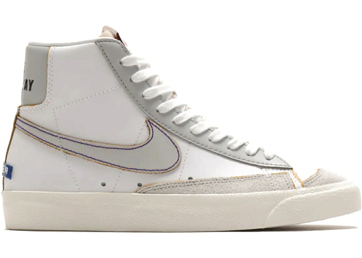 ナイキ ブレイザー ミッド 白色 ホワイト 灰色 グレー WOMEN'S スニーカー レディース NIKE BLAZER MID 77 LABEL MAKER (WOMEN'S) / WHITE VARSITY ROYAL NEUTRAL GREY