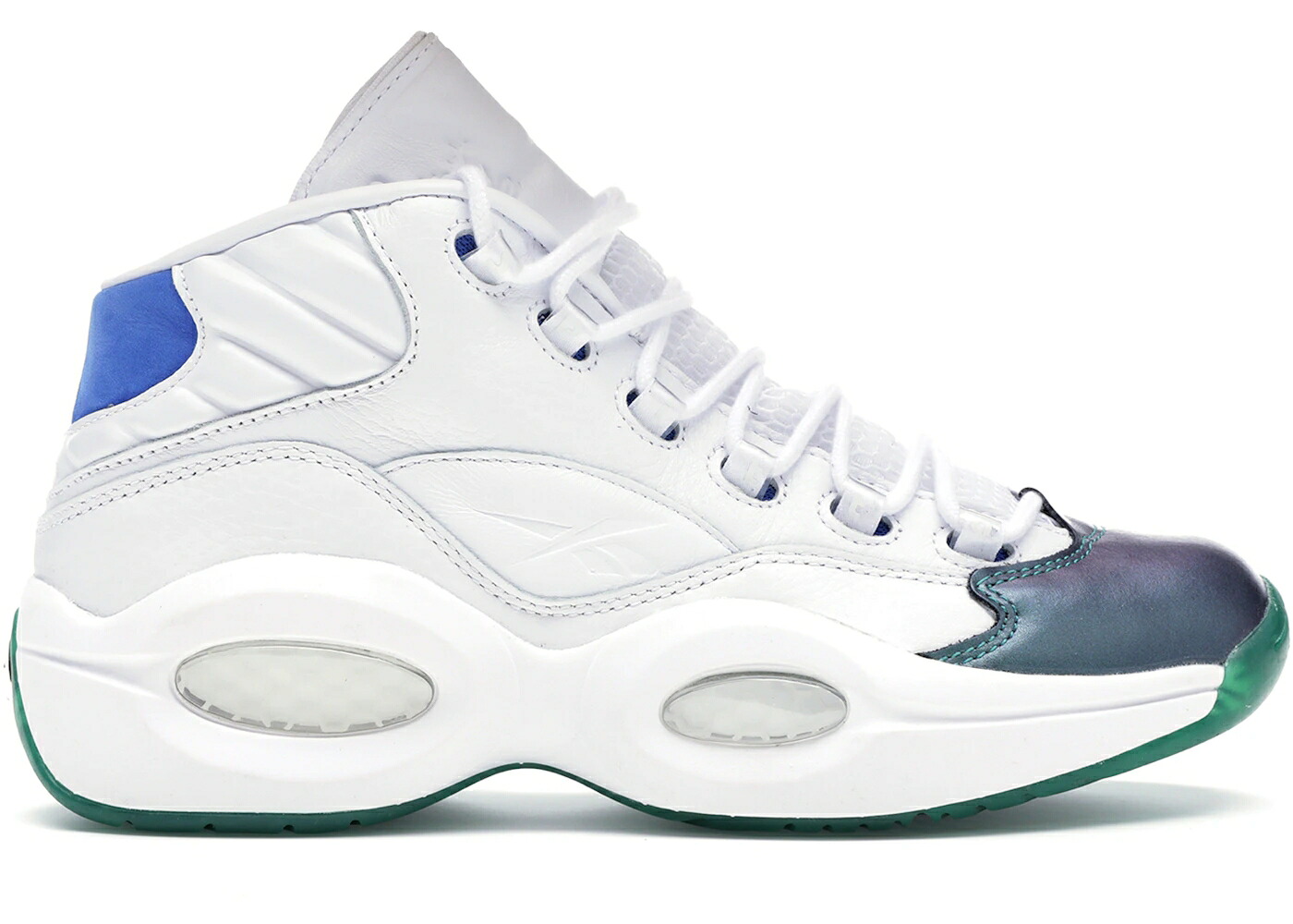 リーボック クエスチョン ミッド 緑 グリーン 青色 ブルー 白色 ホワイト クエスチョンミッド CURREN$Y スニーカー メンズ REEBOK QUESTION MID JET LIFE / STEM GREEN VITAL BLUE WHITE