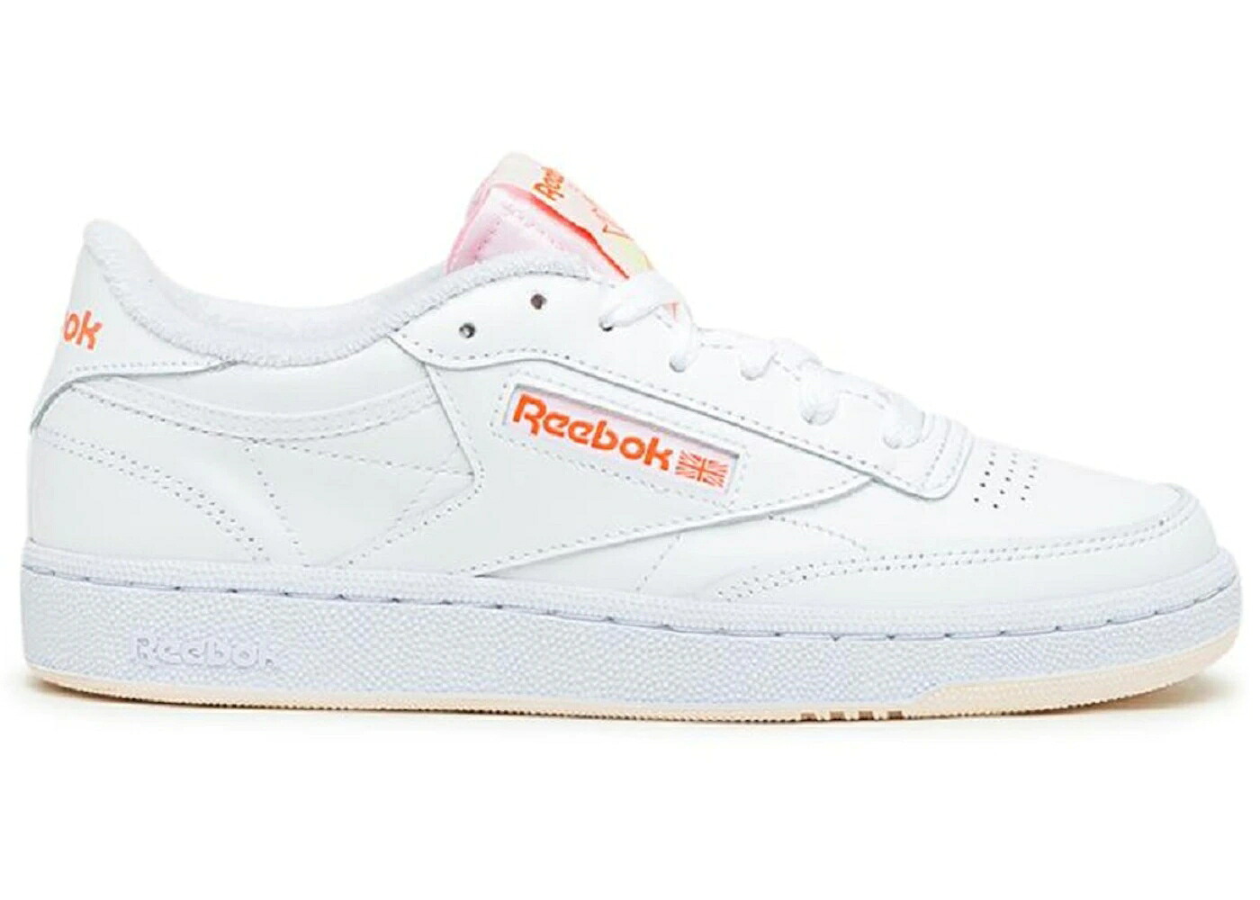 リーボック クラブ 白色 ホワイト 橙 オレンジ ピンク WOMEN'S スニーカー レディース REEBOK CLUB C 85 WHITE ORANGE FLARE (WOMEN'S) / WHITE CERAMIC PINK ORANGE FLARE