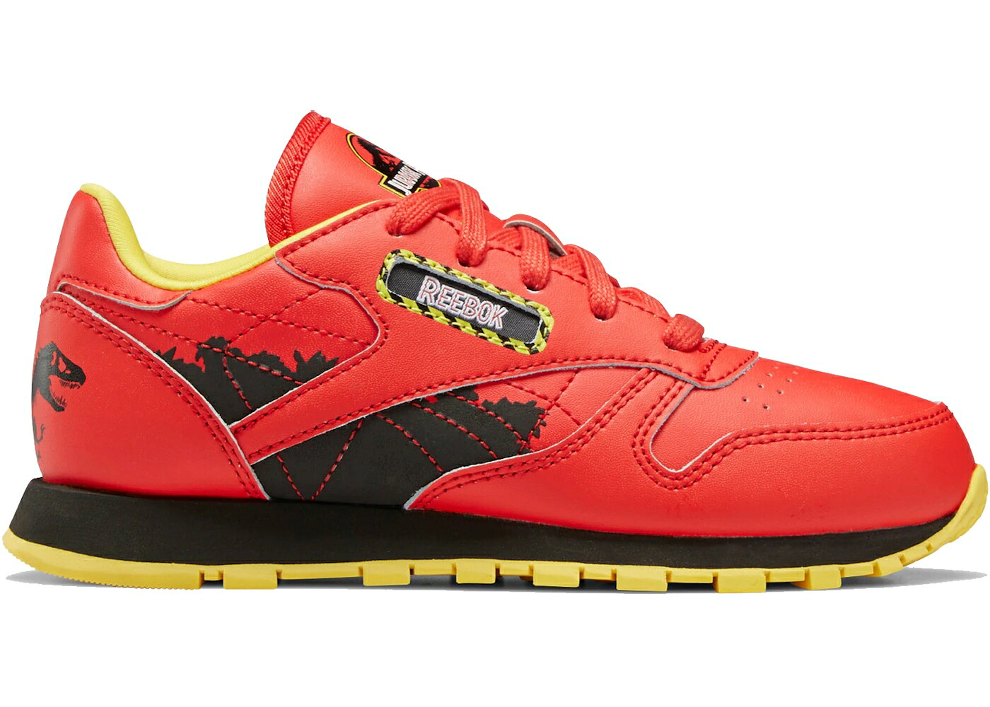 リーボック クラシック レザー パーク 赤 レッド 黄色 イエロー ジュニア キッズ REEBOK CLASSIC LEATHER JURASSIC PARK RED (PS) / RADIANT RED COAL BLAZE YELLOW ベビー マタニティ スニーカー