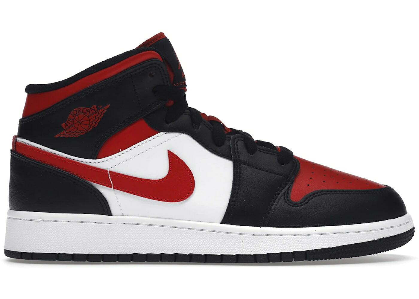 ナイキ ジョーダン ミッド 黒色 ブラック ファイア 赤 レッド 白色 ホワイト ジュニア キッズ JORDAN AIR 1 MID BLACK FIRE RED (GS) / BLACK FIRE RED WHITE ベビー マタニティ スニーカー|スニケス