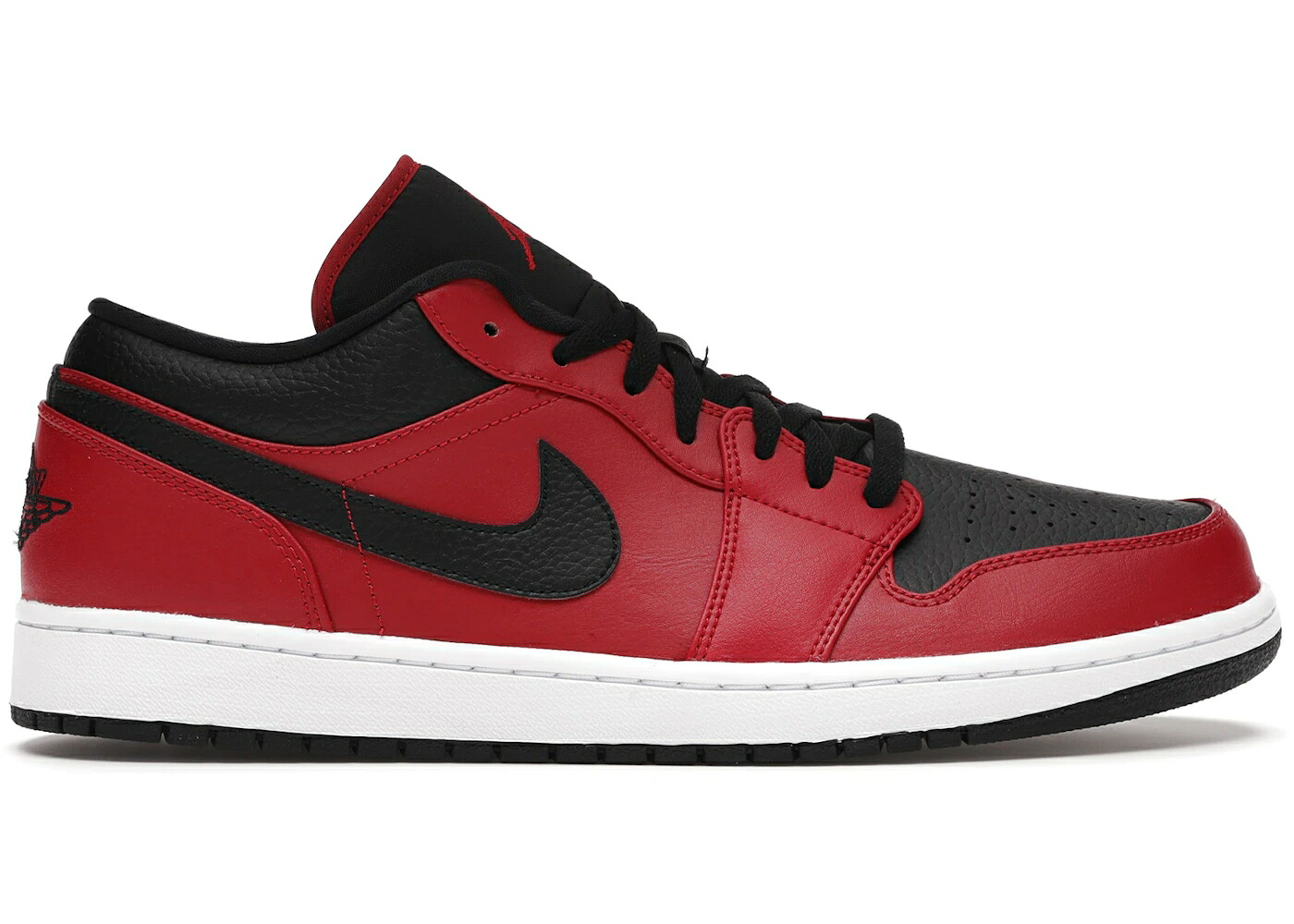 ナイキ ジョーダン リベンジ スウッシュ スウォッシュ 赤 レッド 黒色 ブラック 白色 ホワイト スニーカー メンズ JORDAN 1 LOW REVERSE BRED PEBBLED SWOOSH / GYM RED BLACK WHITE