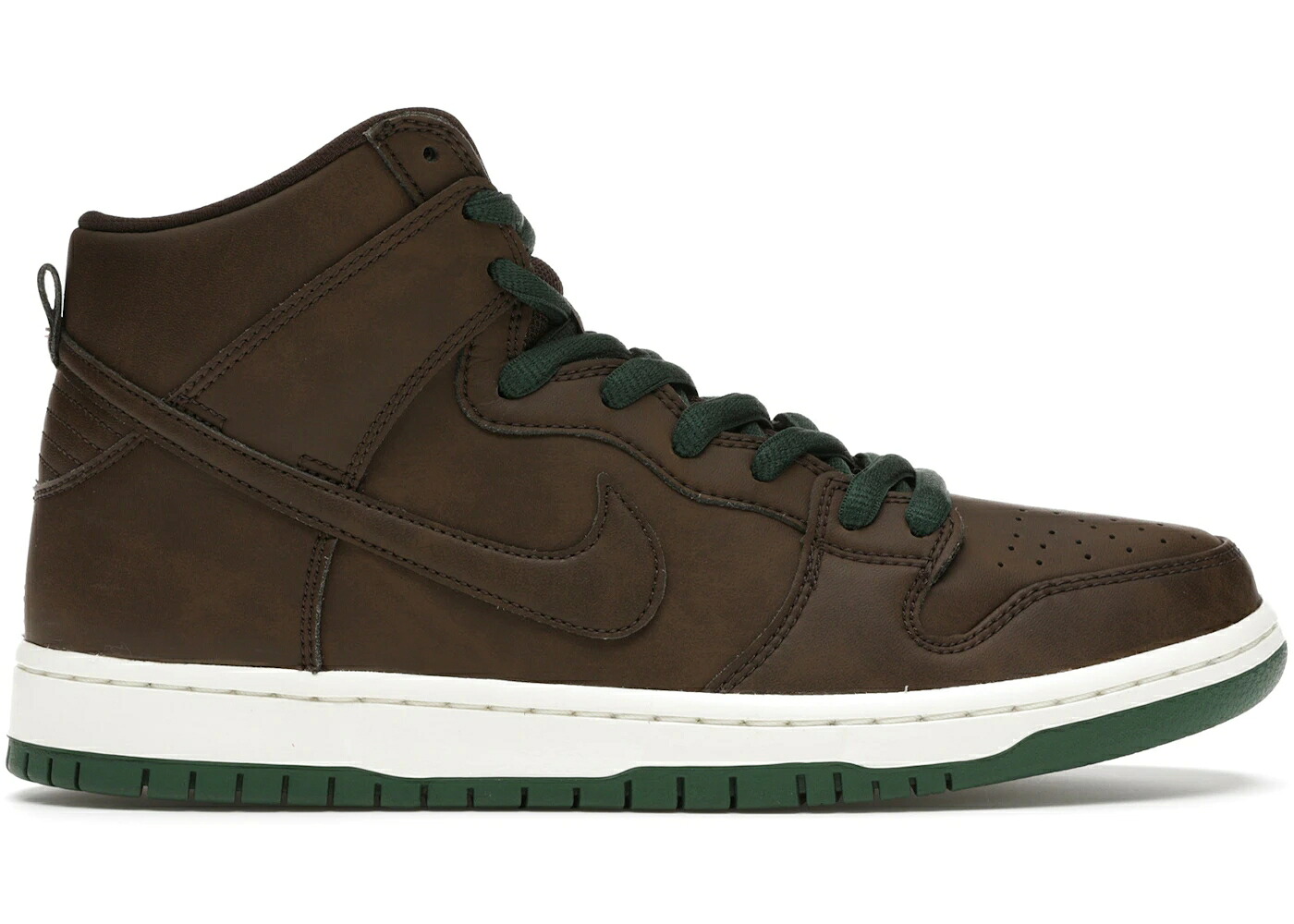 ナイキ エスビー ダンク ハイ 茶色 ブラウン レザー 白色 ホワイト 緑 グリーン ダンクハイ スニーカー メンズ NIKE SB DUNK HIGH BAROQUE BROWN VEGAN LEATHER / BAROQUE BROWN WHITE PINE GREEN