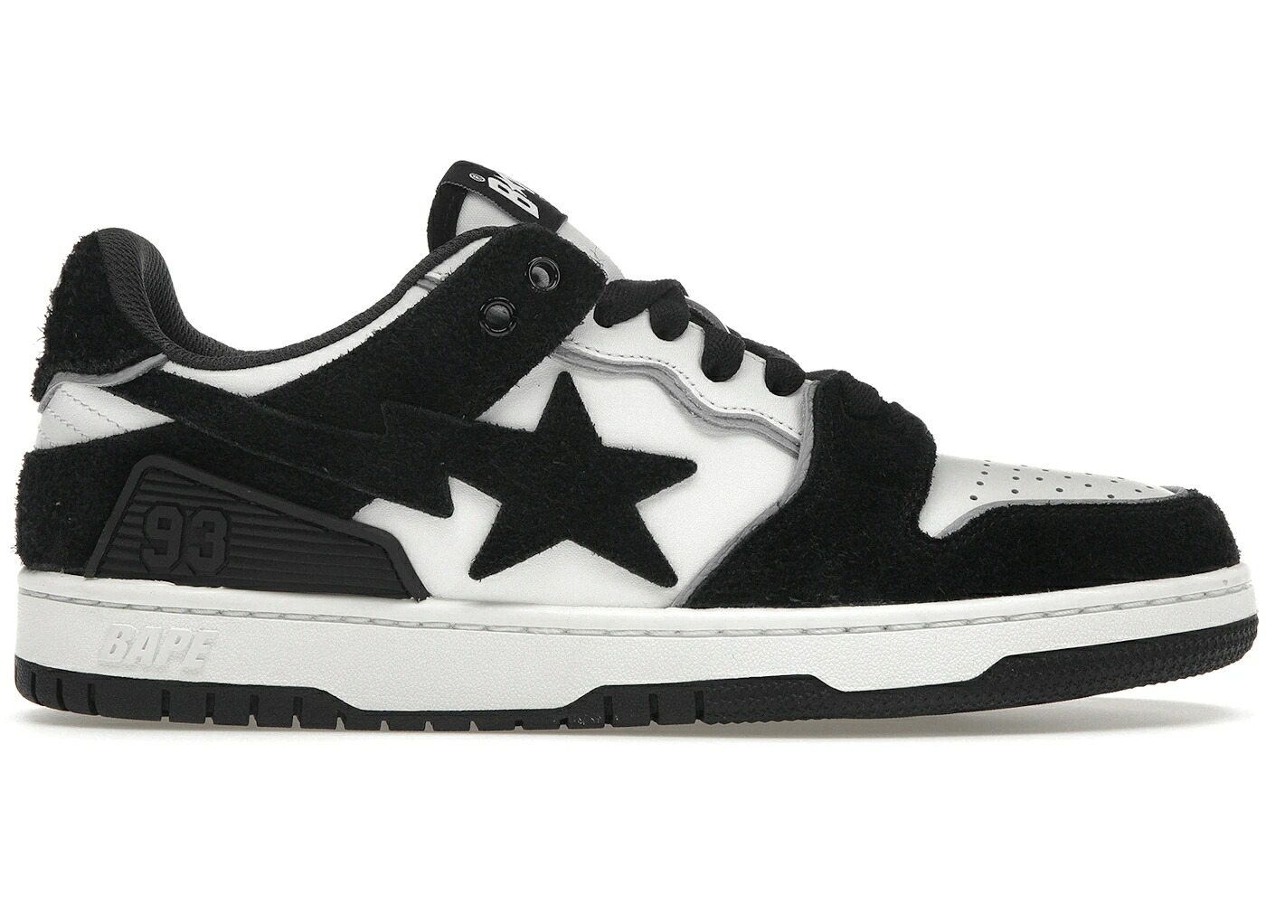 ベイプ 黒色 ブラック スエード スウェード 白色 ホワイト スニーカー メンズ BAPE A BATHING APE SK8 STA BLACK SUEDE / BLACK WHITE｜スニケス