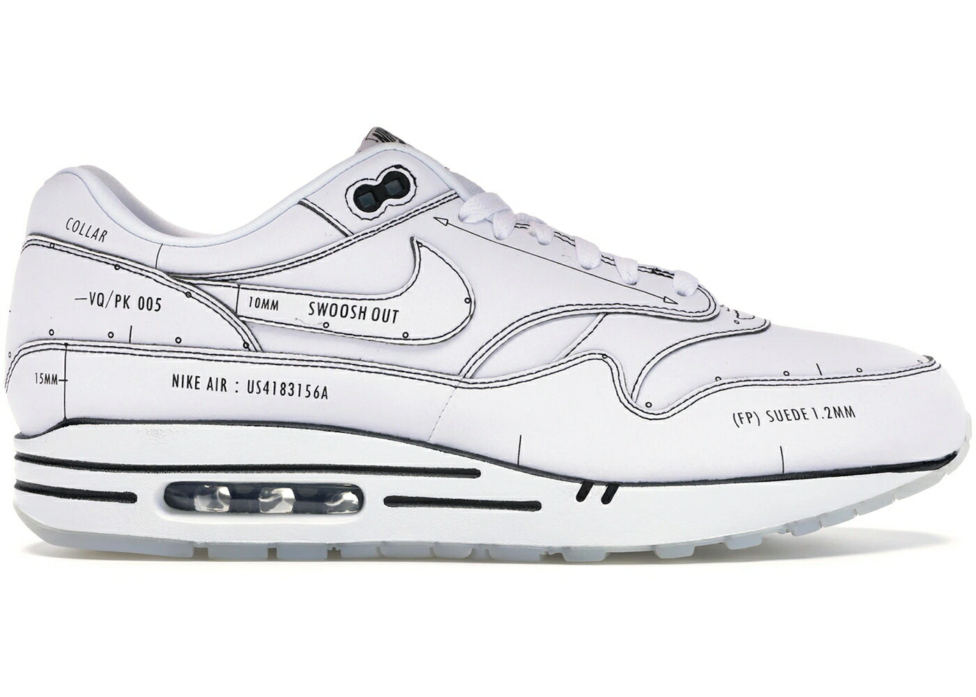 ナイキ マックス 白色 ホワイト 黒色 ブラック 灰色 グレー エアマックス スニーカー メンズ NIKE AIR MAX 1 TINKER SCHEMATIC / WHITE BLACK VAST GREY