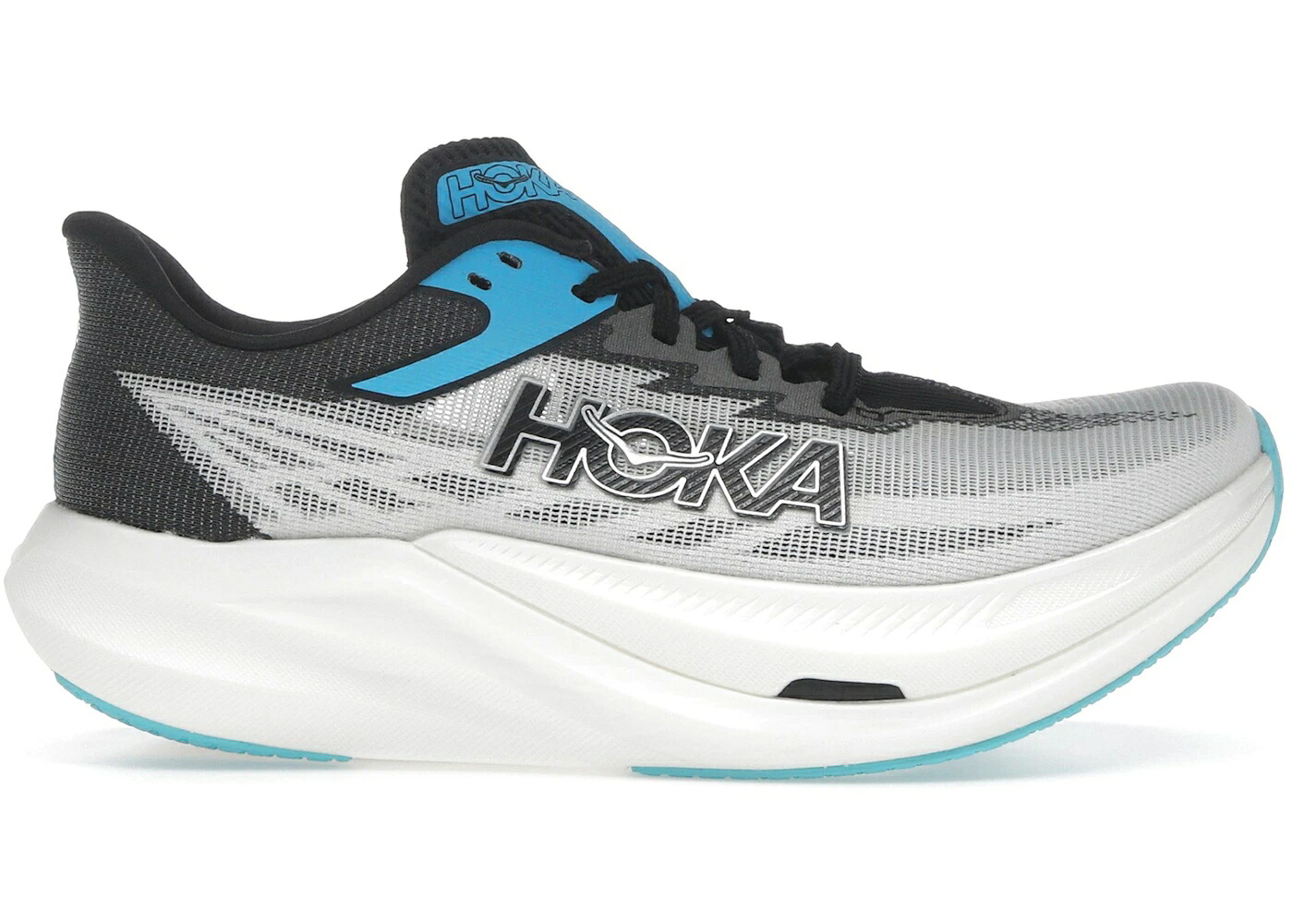 ホカオネオネ 白色 ホワイト 黒色 ブラック 青色 ブルー スニーカー メンズ HOKA ONE ONE HOKA ONE ROCKET X 3 WHITE BLACK BLUE / WHITE BLACK