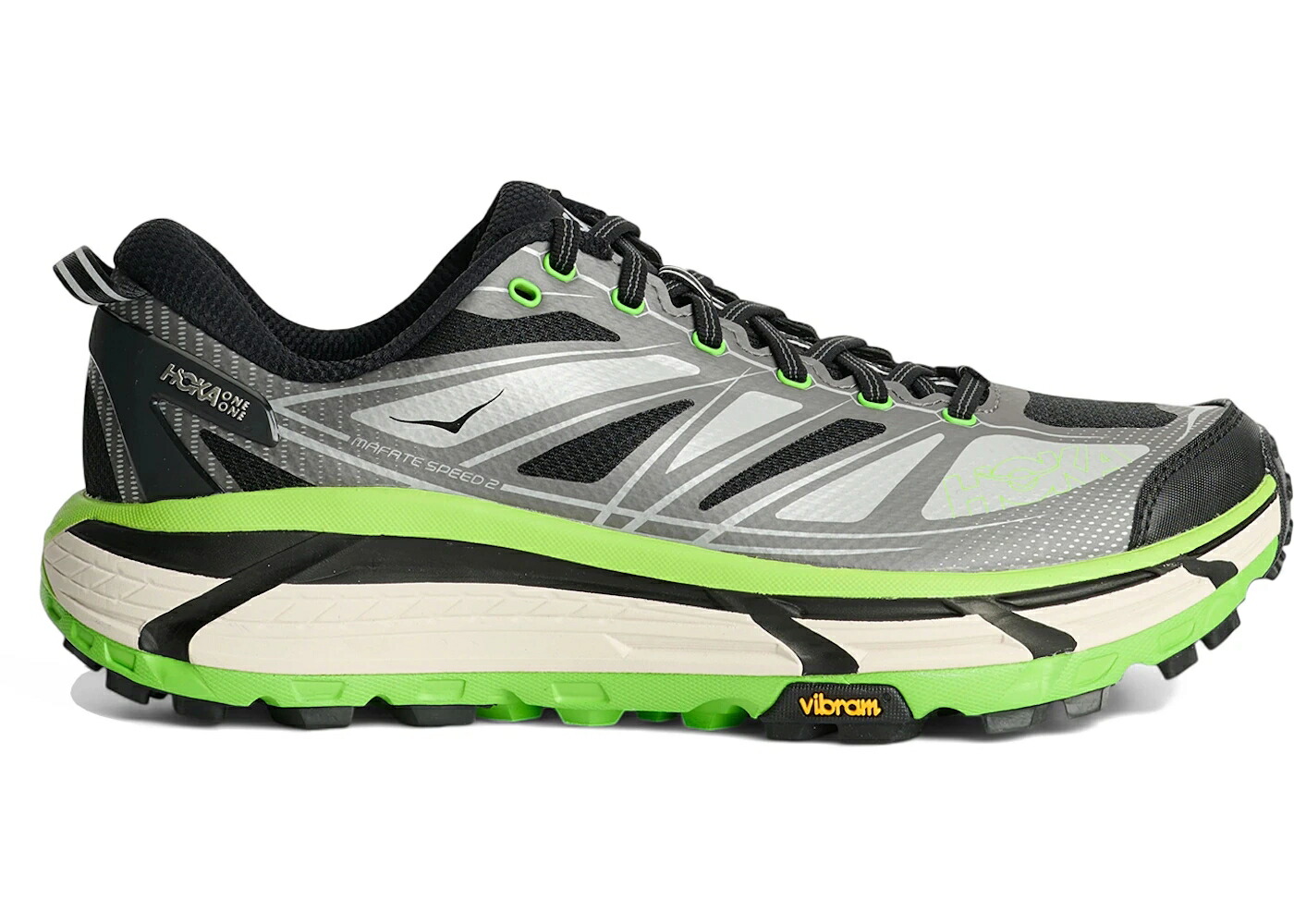 ホカオネオネ スピード 黒色 ブラック 緑 グリーン スニーカー メンズ HOKA ONE ONE HOKA ONE MAFATE SPEED 2 BLACK ELECTRIC GREEN / BLACK ELECTRIC GREEN
