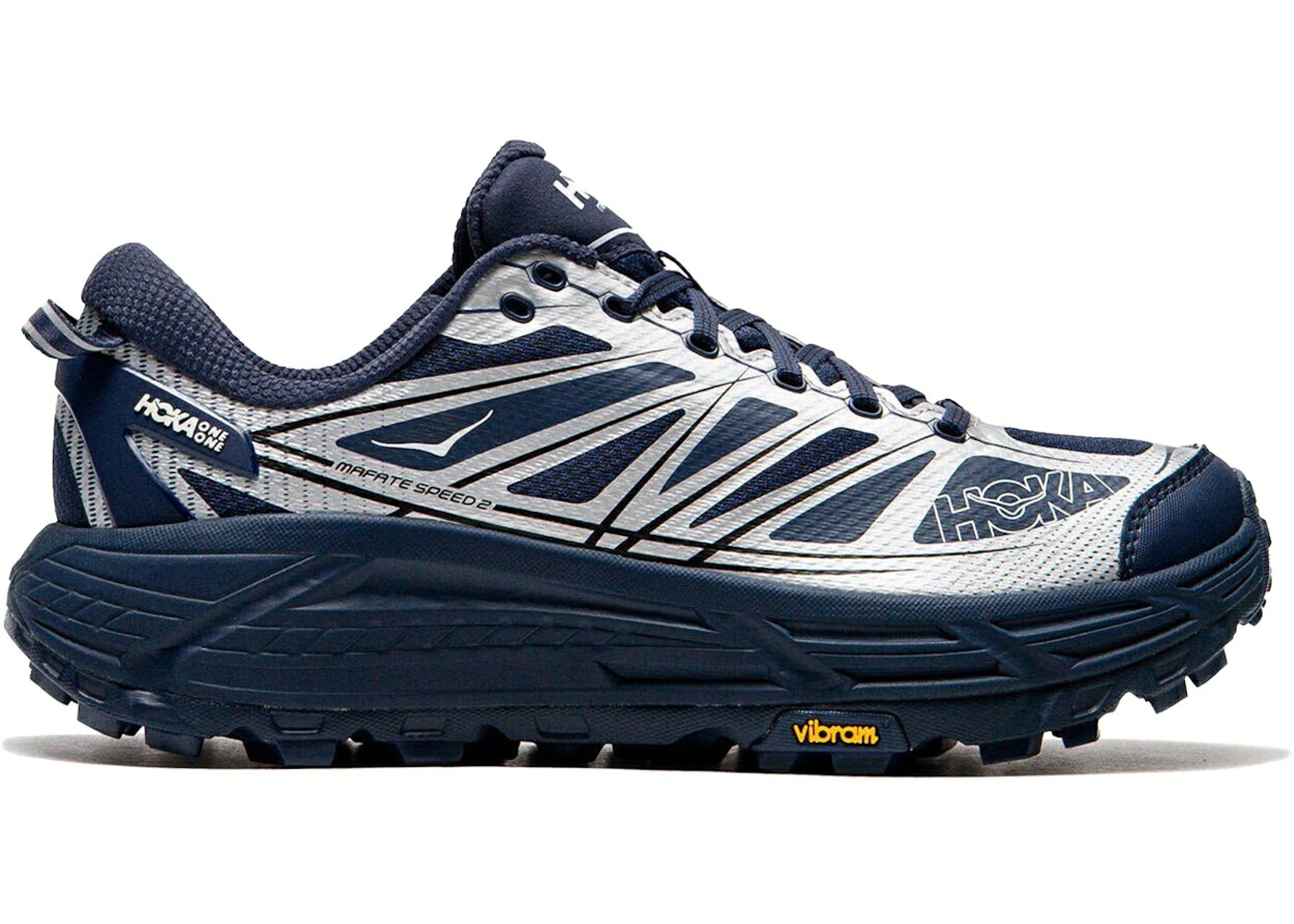 ホカオネオネ スピード 紺色 ネイビー 銀色 シルバー スニーカー メンズ HOKA ONE ONE HOKA ONE MAFATE SPEED 2 VARSITY NAVY SILVER / VARSITY NAVY SILVER