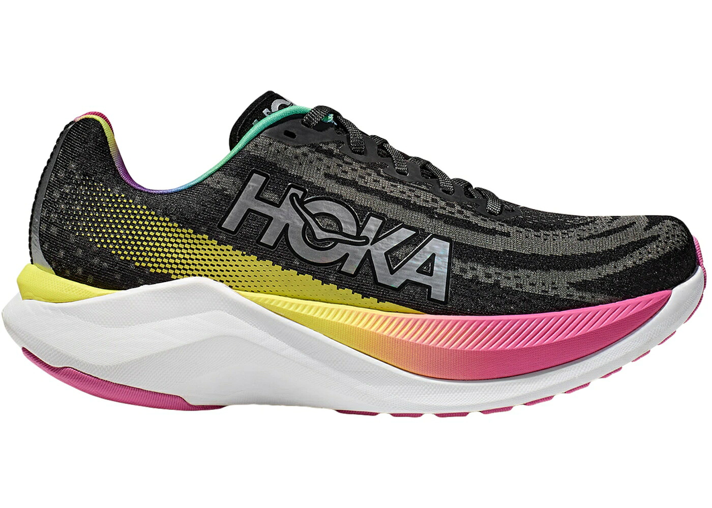 ホカオネオネ 黒色 ブラック 銀色 シルバー WOMEN'S スニーカー レディース HOKA ONE ONE HOKA ONE MACH X BLACK SILVER MULTI-COLOR (WOMEN'S) / BLACK SILVER｜スニケス