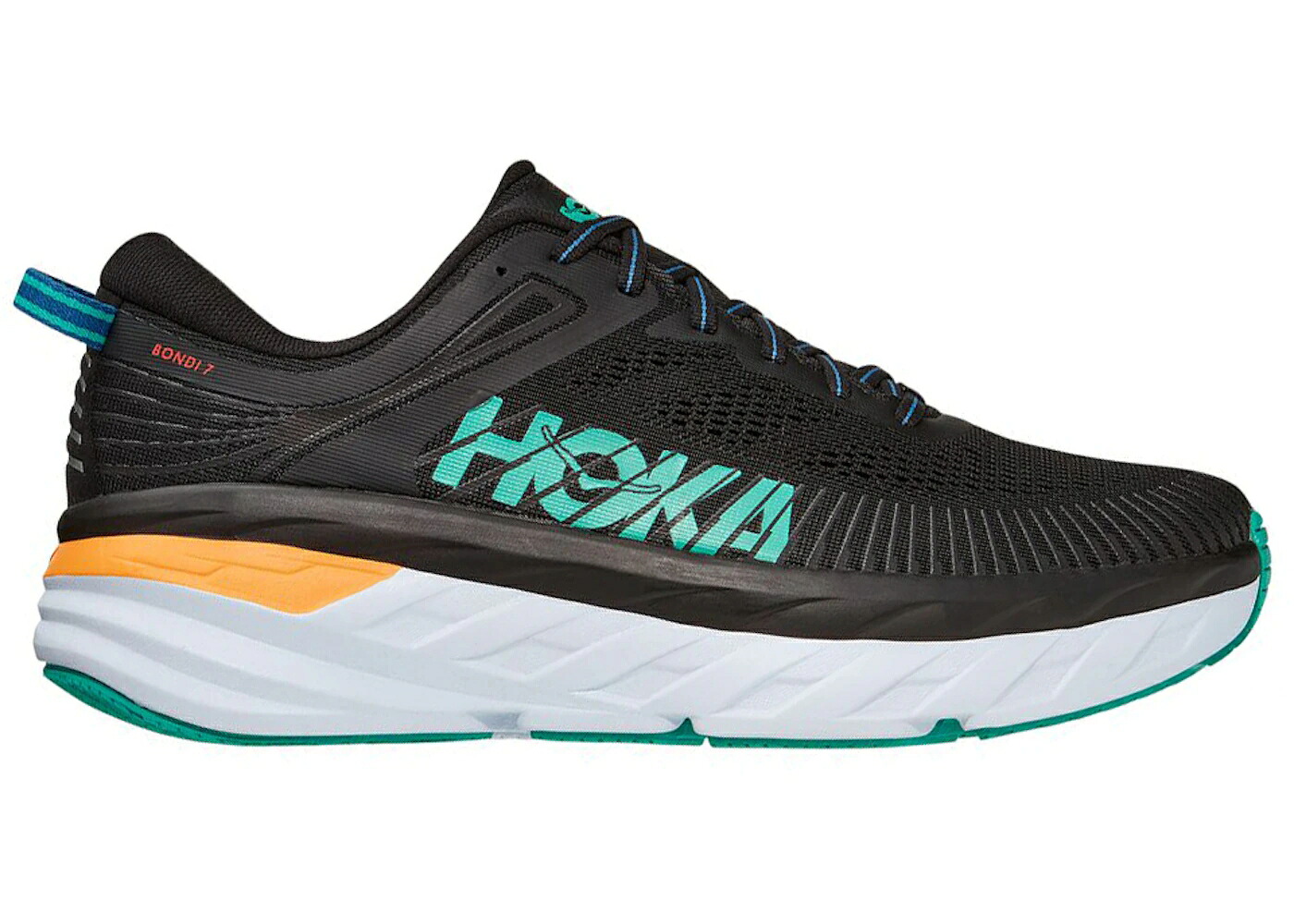ホカオネオネ 黒いこと 黒いこと 青み 青色 スニーカー メンズ HOKA ONE ONE HOKA ONE BONDI 7 BLACK ATLANTIS / BLACK ATLANTIS BLUE