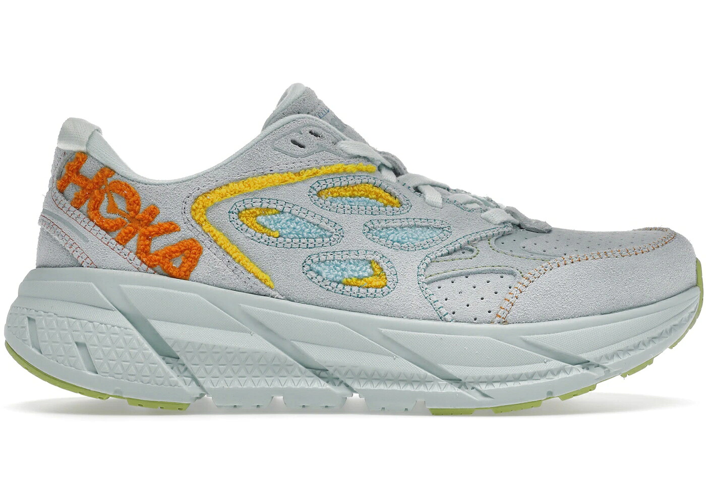 ホカオネオネ 青色 ブルー 黄色 イエロー スニーカー ユニセックス HOKA ONE ONE HOKA ONE CLIFTON L EMBROIDERY BLUE GLASS (ALL GENDER) / BLUE GLASS RADIANT YELLOW メンズ|スニケス