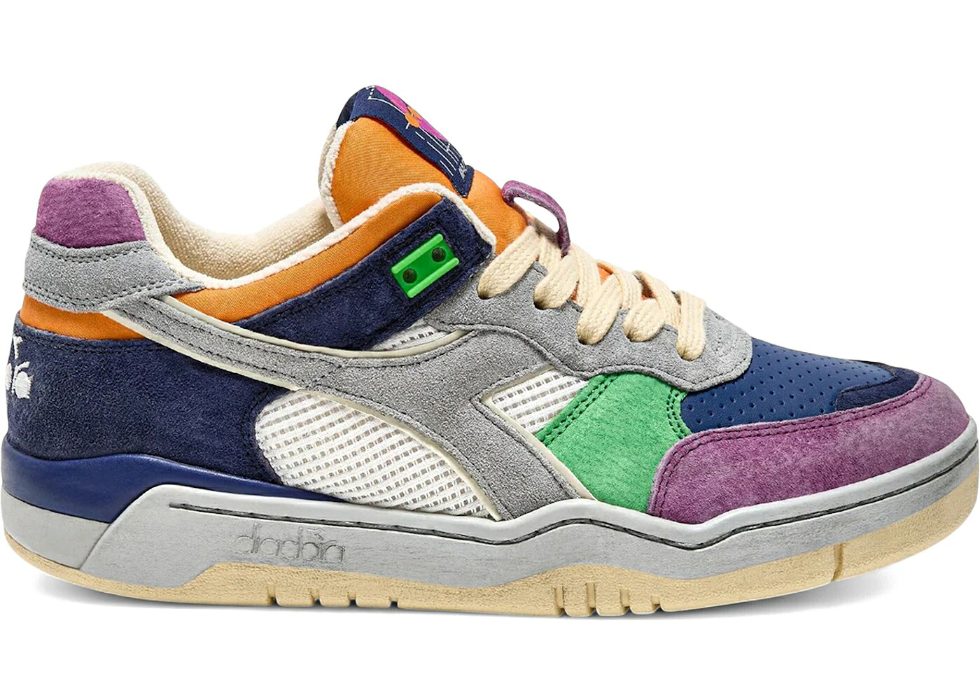 ディアドラ 灰色 グレー 青色 ブルー 紫 パープル 緑 グリーン 橙 オレンジ B.560 スニーカー メンズ DIADORA MADE IN ITALY TOURNEY ITALIA GREY BLUE PURPLE / GREY BLUE PURPLE GREEN ORANGE|スニケス
