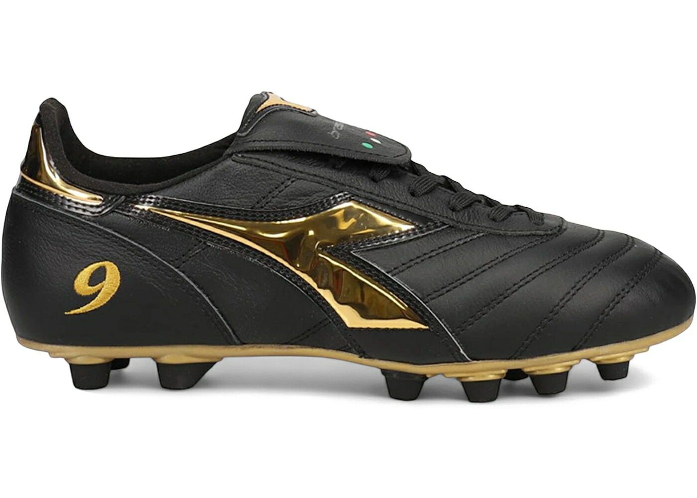 ディアドラ 黒色 ブラック ゴールド LT+ スニーカー メンズ DIADORA BRASIL 9 ITALY MDPU FG BLACK GOLD / BLACK GOLD