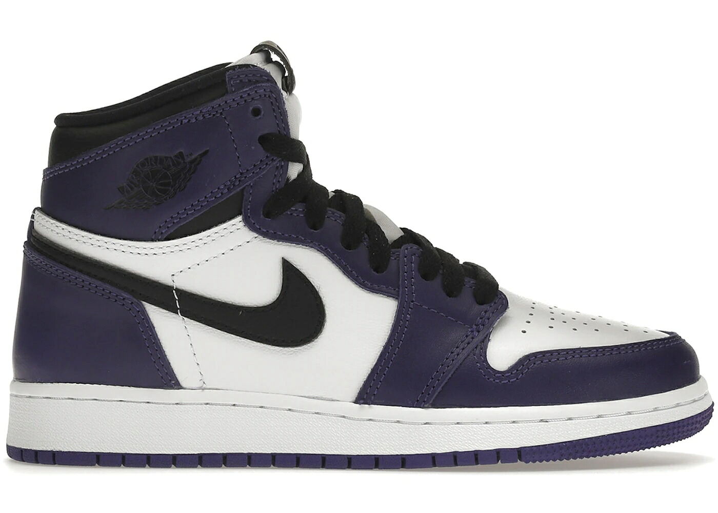 ナイキ ジョーダン ハイ コート 紫 パープル 白色 ホワイト 黒色 ブラック ジュニア キッズ JORDAN 1 RETRO HIGH COURT PURPLE WHITE (GS) / COURT PURPLE WHITE BLACK ベビー マタニティ スニーカー｜スニケス