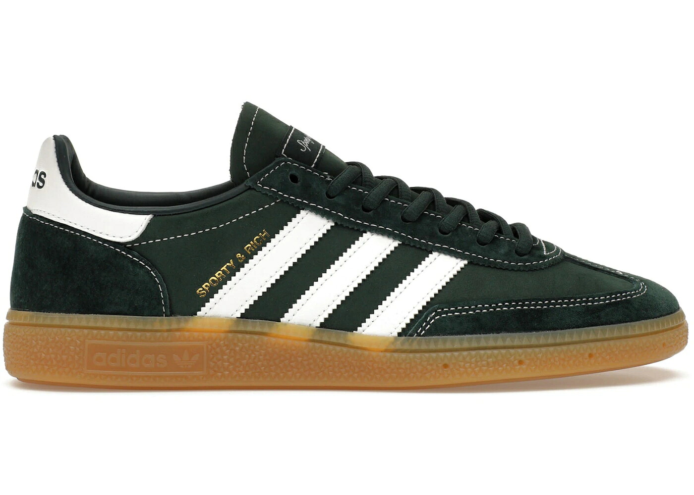 アディダス ハンドボール スペシアル 緑 グリーン 白色 ホワイト & スニーカー メンズ ADIDAS HANDBALL SPEZIAL SPORTY RICH DARK GREEN / DARK GREEN CLOUD WHITE GUM 3|スニケス
