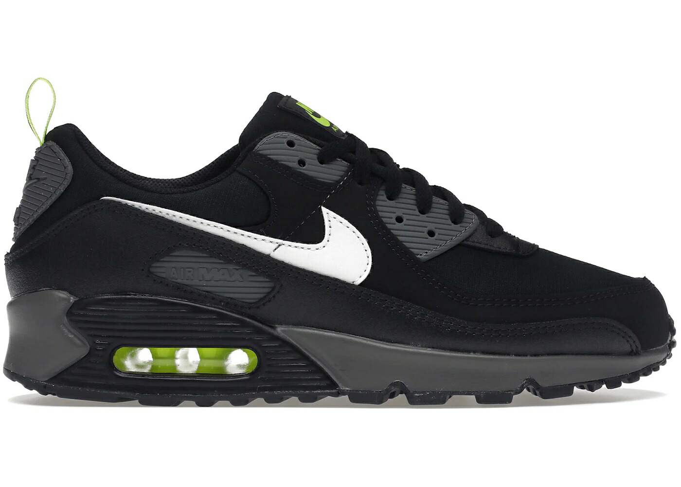 ナイキ マックス 黒色 ブラック 灰色 グレー 白色 ホワイト エアマックス スニーカー メンズ NIKE AIR MAX 90 BLACK NEON / BLACK VOLT IRON GREY WHITE