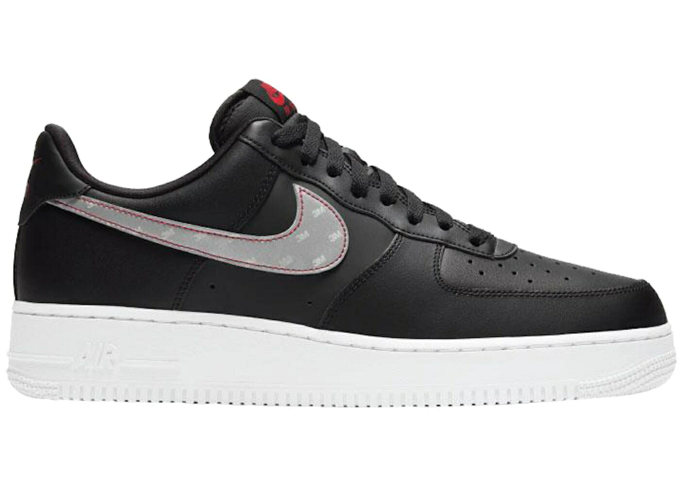 ナイキ スウッシュ スウォッシュ 黒色 ブラック 赤 レッド エアフォース スニーカー メンズ NIKE AIR FORCE 1 LOW 3M SWOOSH BLACK / BLACK ANTHRACITE UNIVERSITY RED