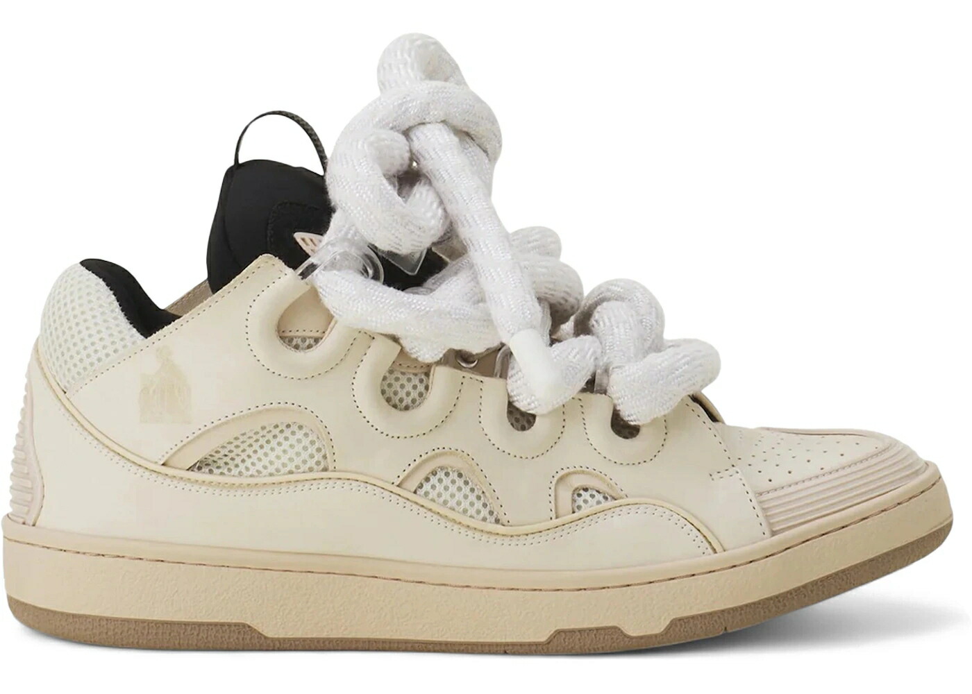 ランバン レザー 黒色 ブラック スニーカー メンズ LANVIN LEATHER CURB SNAKE LACES BIEGE BLACK / BIEGE BLACK