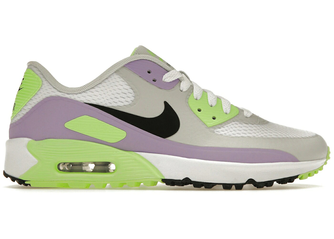 ナイキ マックス ゴルフ 白色 ホワイト 黒色 ブラック エアマックス スニーカー メンズ NIKE AIR MAX 90 GOLF WHITE LILAC / WHITE LILAC BARELY GRAPE BLACK｜スニケス