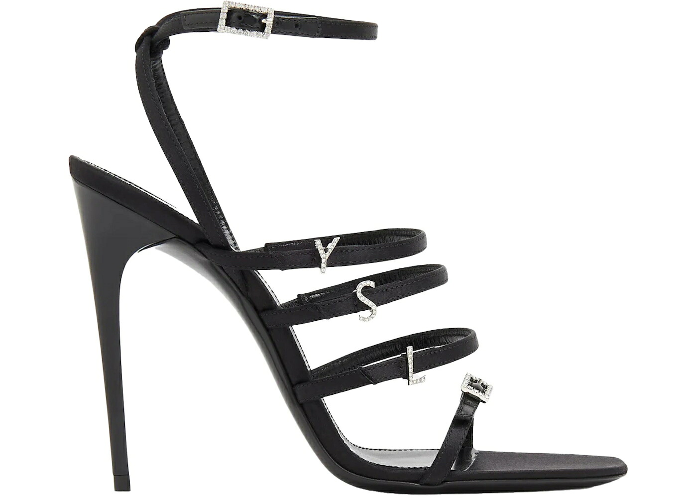 サンローラン 縮緬 繻子 黒いこと 黒いこと スニーカー レディース SAINT LAURENT SAINT LAURENT JERRY CREPE SATIN SANDAL BLACK (WOMENS) /