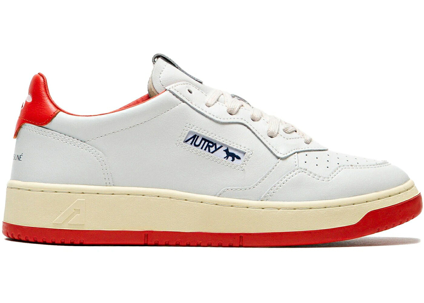 なめし革 白いこと 白いこと 赤 赤いこと スニーカー メンズ AUTRY MEDALIST LEATHER LOW MAISON KITSUN WHITE RED / WHITE RED