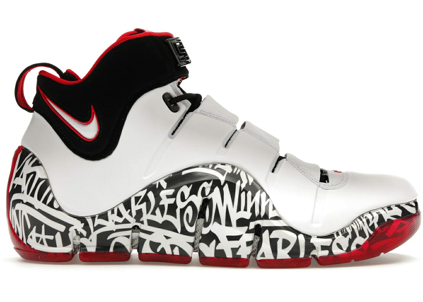 ナイキ 望遠レンズ レブロン 白いこと 白いこと 黒いこと 黒いこと 赤 赤いこと スニーカー メンズ NIKE ZOOM LEBRON 4 GRAFFITI (2023) / WHITE WHITE BLACK UNIVERSITY RED