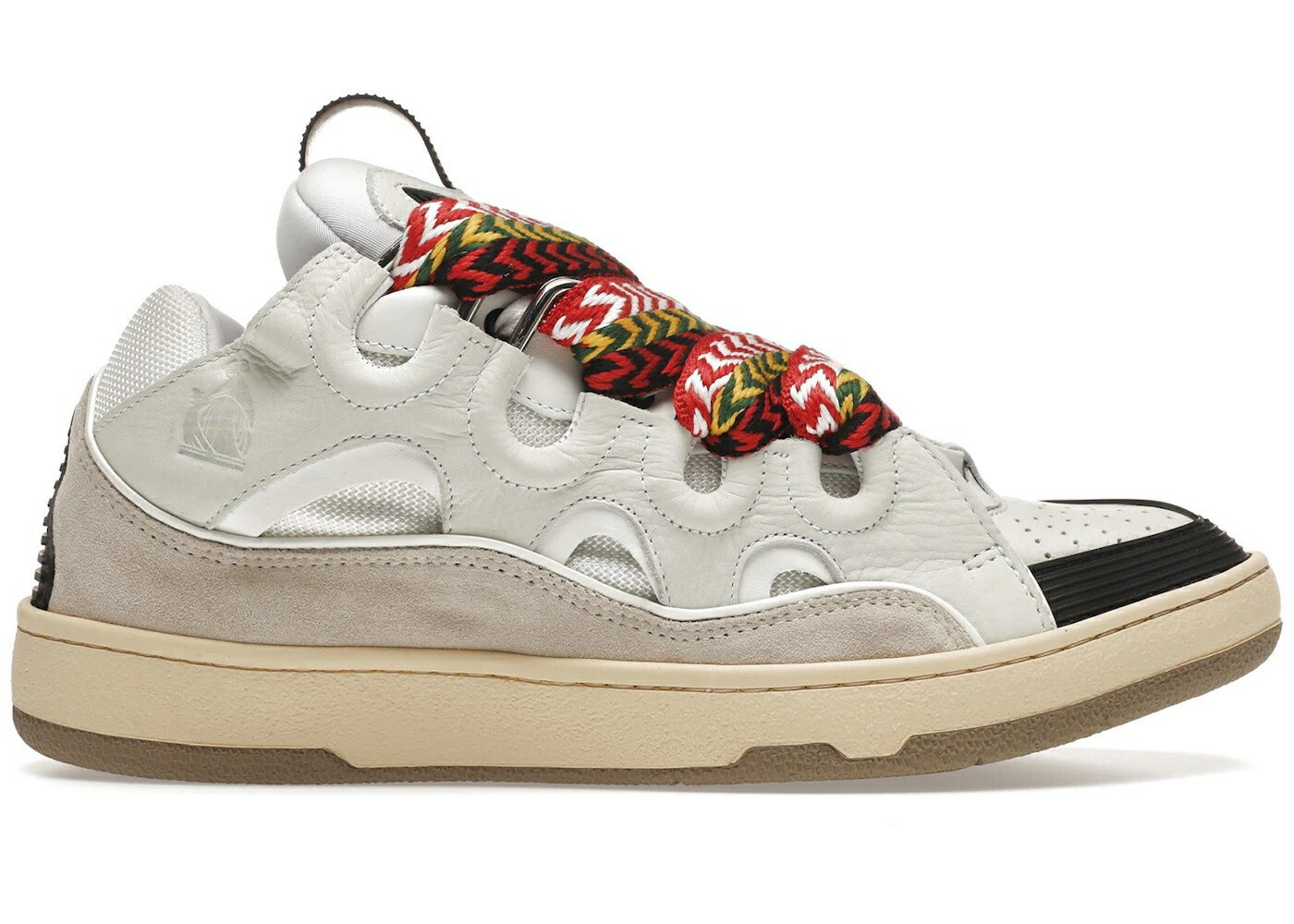 ランバン レザー 白色 ホワイト アイボリー 黒色 ブラック スニーカー メンズ LANVIN LEATHER CURB WHITE IVORY / WHITE IVORY BLACK