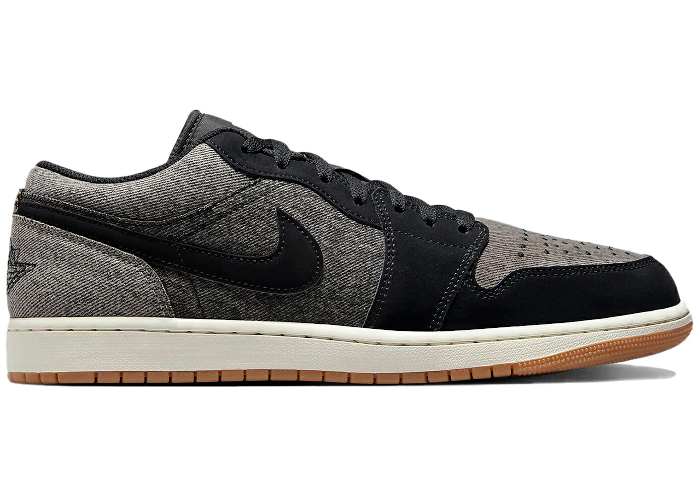 ナイキ ジョーダン 黒色 ブラック デニム 灰色 グレー スニーカー メンズ JORDAN 1 LOW SE BLACK DENIM / BLACK LIGHT SMOKE GREY SAIL|スニケス
