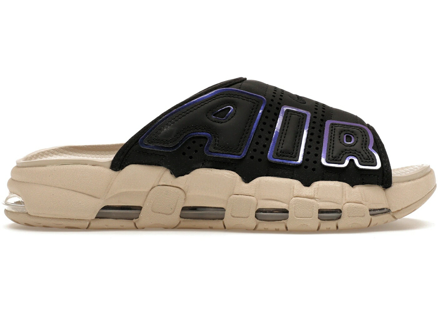 ナイキ 引き上げるペース サンダル 黒いこと 黒いこと エアモアアップテンポ モアテン スニーカー メンズ NIKE AIR MORE UPTEMPO SLIDE BLACK SANDDRIFT IRIDESCENT / BLACK SANDDRIFT CLEAR MULTI