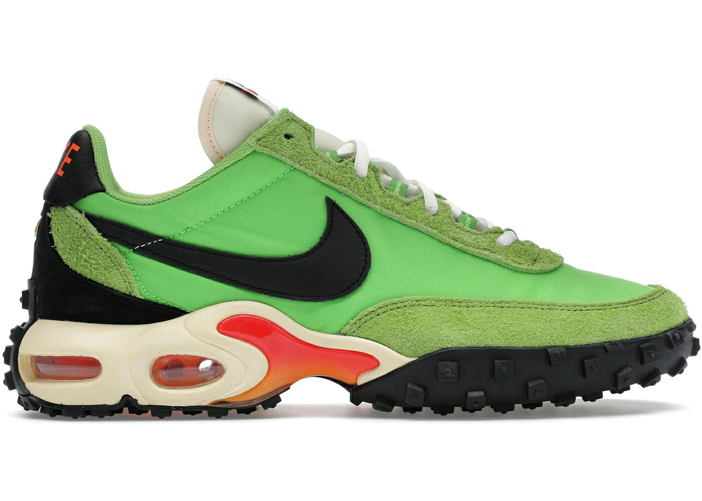 ナイキ マックス ワッフル アクション 緑 グリーン 黒色 ブラック 橙 オレンジ エアマックス スニーカー メンズ NIKE AIR MAX WAFFLE RACER SP ACTION GREEN ALTITUDE / ACTION GREEN BLACK TOTAL ORANGE