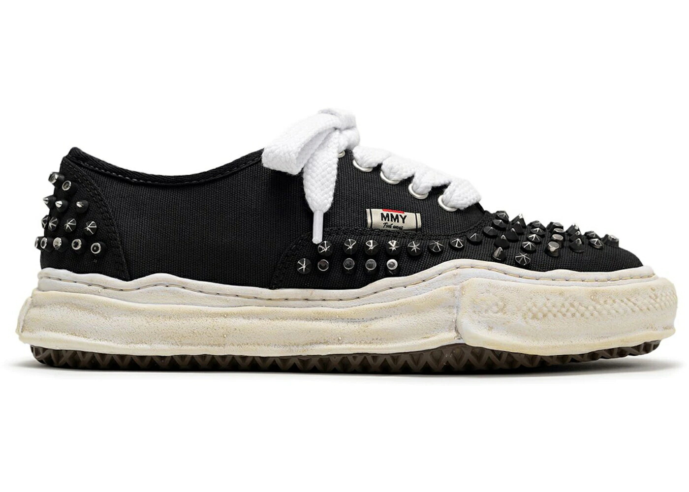 メゾン ミハラヤスヒロ 黒色 ブラック 白色 ホワイト スニーカー メンズ MAISON MIHARA YASUHIRO MAISON MIHARA YASUHIRO BAKER OG SOLE STUDDED CANVAS LOW BLACK WHITE /