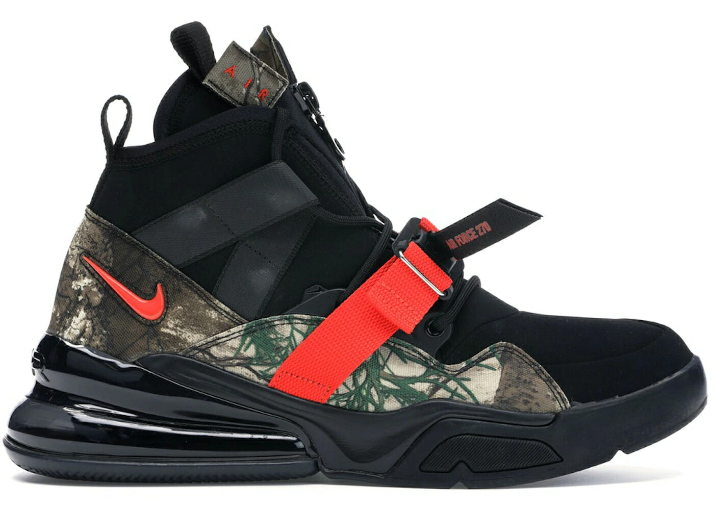 ナイキ 黒色 ブラック チーム 橙 オレンジ エアフォース スニーカー メンズ NIKE AIR FORCE 270 UTILITY REALTREE / BLACK TEAM ORANGE BLACK｜スニケス