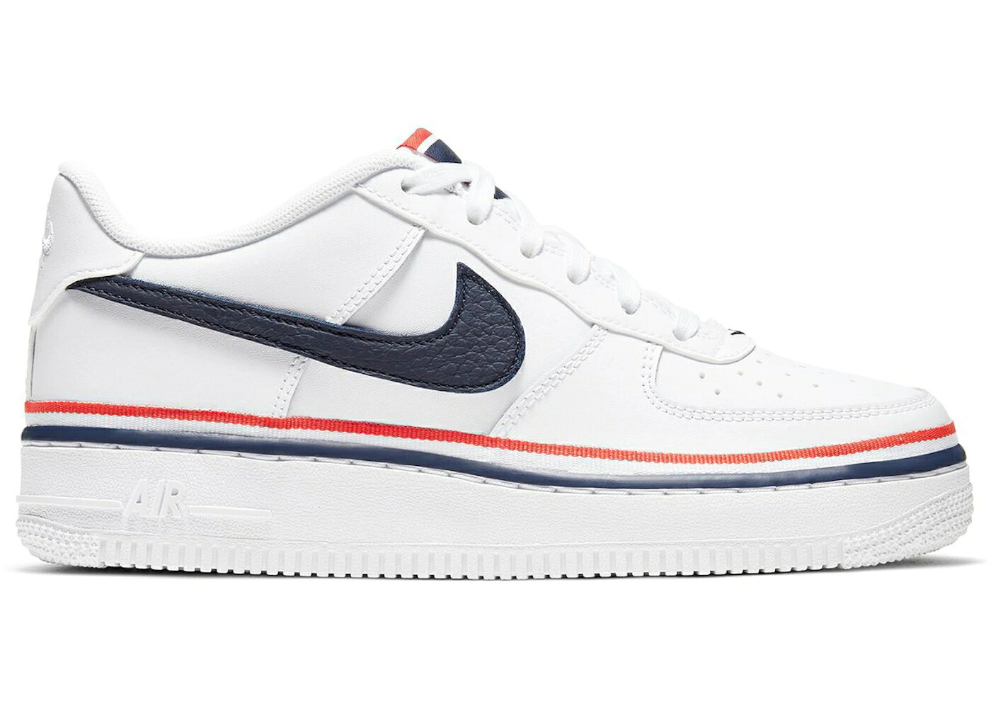 ナイキ 白いこと 白いこと 青み 青色 赤 赤いこと 空軍 お坊っちゃん キッズ NIKE AIR FORCE 1 LOW LV8 RIBBON WHITE BLUE (GS) / WHITE OBSIDIAN HABANERO RED もの言う花 マタニティ スニーカー