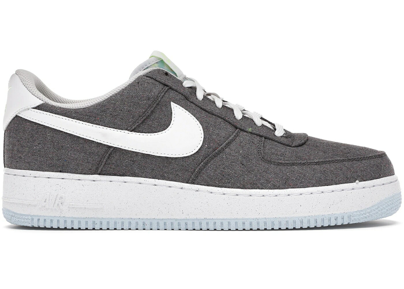 ナイキ 灰色 グレー 白色 ホワイト エアフォース スニーカー メンズ NIKE AIR FORCE 1 LOW RECYCLED CANVAS / IRON GREY WHITE BARELY VOLT
