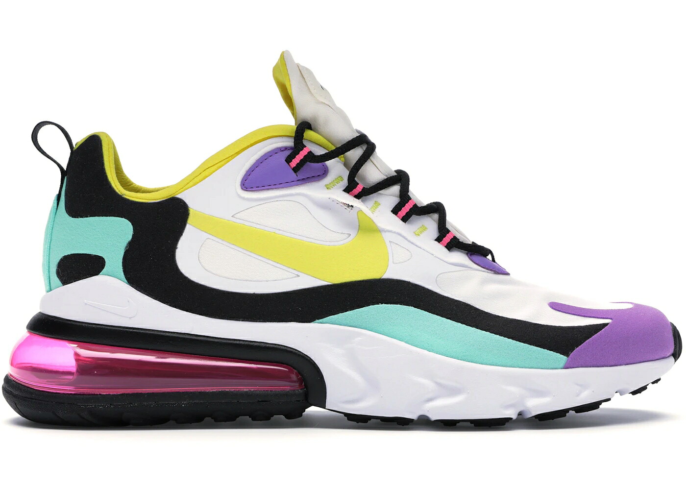 ナイキ マックス リアクト アート 白色 ホワイト 黒色 ブラック 紫 バイオレット エアマックス スニーカー メンズ NIKE AIR MAX 270 REACT GEOMETRIC ART / WHITE BLACK BRIGHT VIOLET|スニケス
