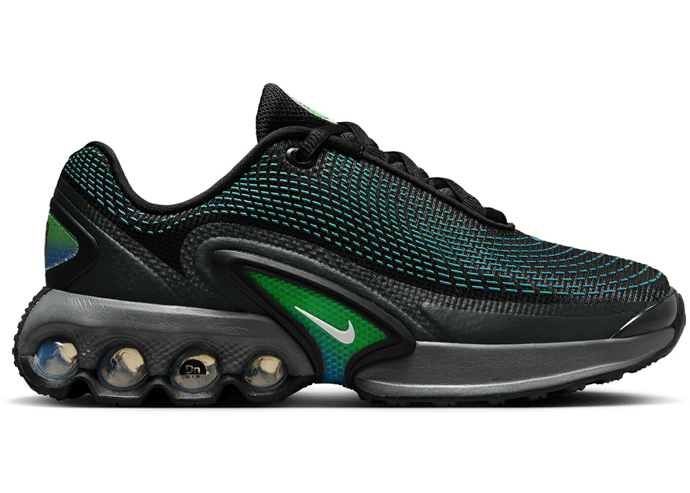 ナイキ マックス 黒いこと 黒いこと 緑 緑であること エア湖マックス 御坊っちゃん キッズ NIKE AIR MAX DN BLACK RAGE GREEN (GS) / BLACK HYPER COBALT RAGE GREEN もの言う花 マタニティ スニーカー キッズファッション-靴-スニーカー